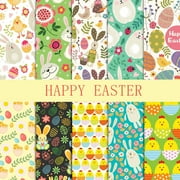 Clearance! 10Pcs Easter Cotton Fabric Bundles Easter Bunny Egg Carrot Flower Fat Quarters Pastel Easter Spring Quilting Patchwork for DIY Handmade Craft Party Decor(E)